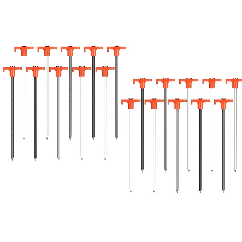 TEMU Set Of 20 Durable Metal Tent Stakes Designed For Camping, Suitable For Awnings And Tough Terrain, Ideal For Outdoor Uses Including Tents And