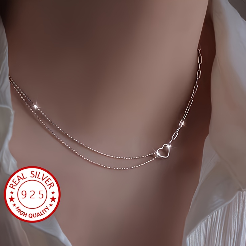 

1pc Elegant 925 Sterling Silver Double- Necklace