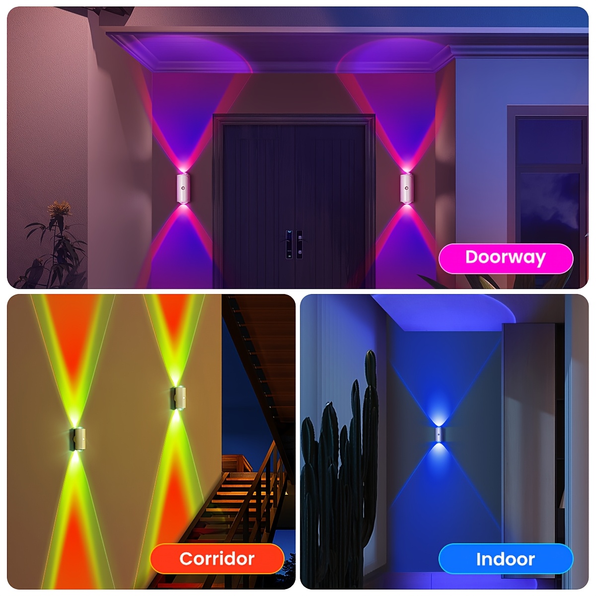 4/2/1 Intelligente LED-Nachtlicht mit Bewegungssensor, 3 Beleuchtungsmodi, RGB-Farbwechsel, Magnetisch wandmontierbar und USB-aufladbar für Eingangsbereich, Schlafzimmer, Schreibtisch & Kleiderschrank