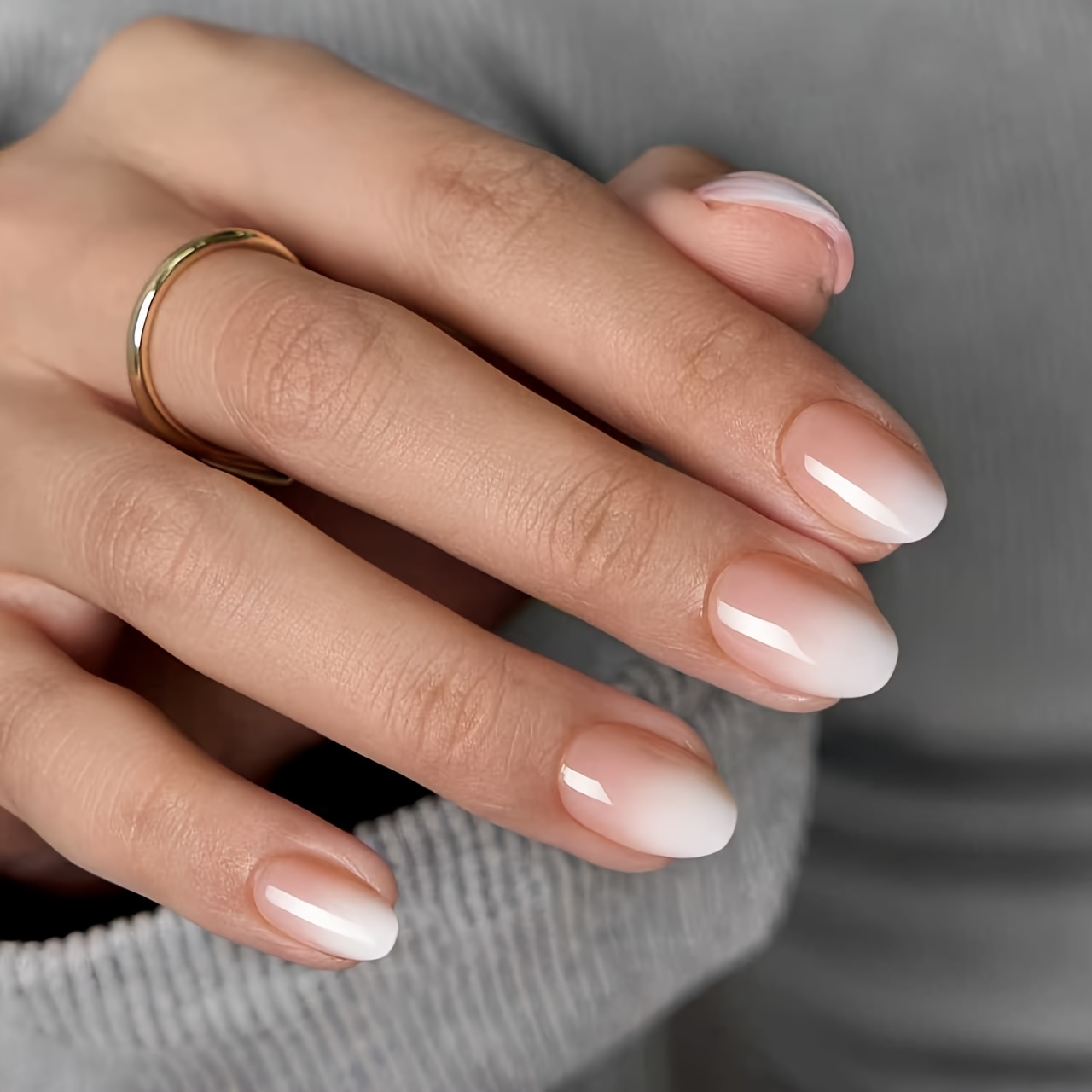 E-shop Ovale Gradient Press-On Nails - Ultra Kurze Press-On Nails, Natürliche Wiederverwendbare Klebe-Nägel