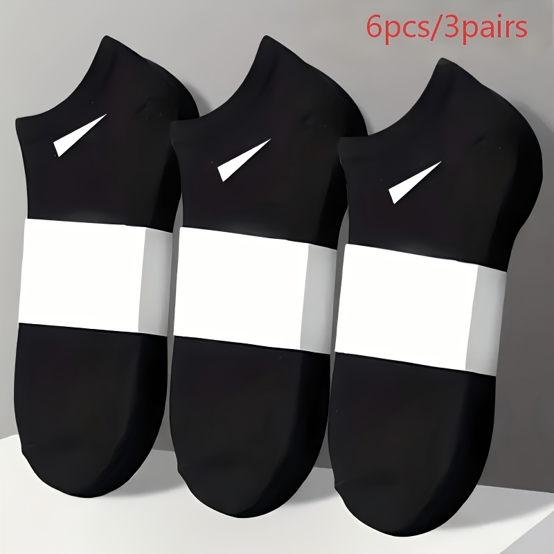 TEMU 6pcs/3pairs Men's Heavy-duty Polyester Fiber Socks - Thickened Arch Support, Minimalist Sport Design, /gray - For Daily & Formal Wear, Fitness,