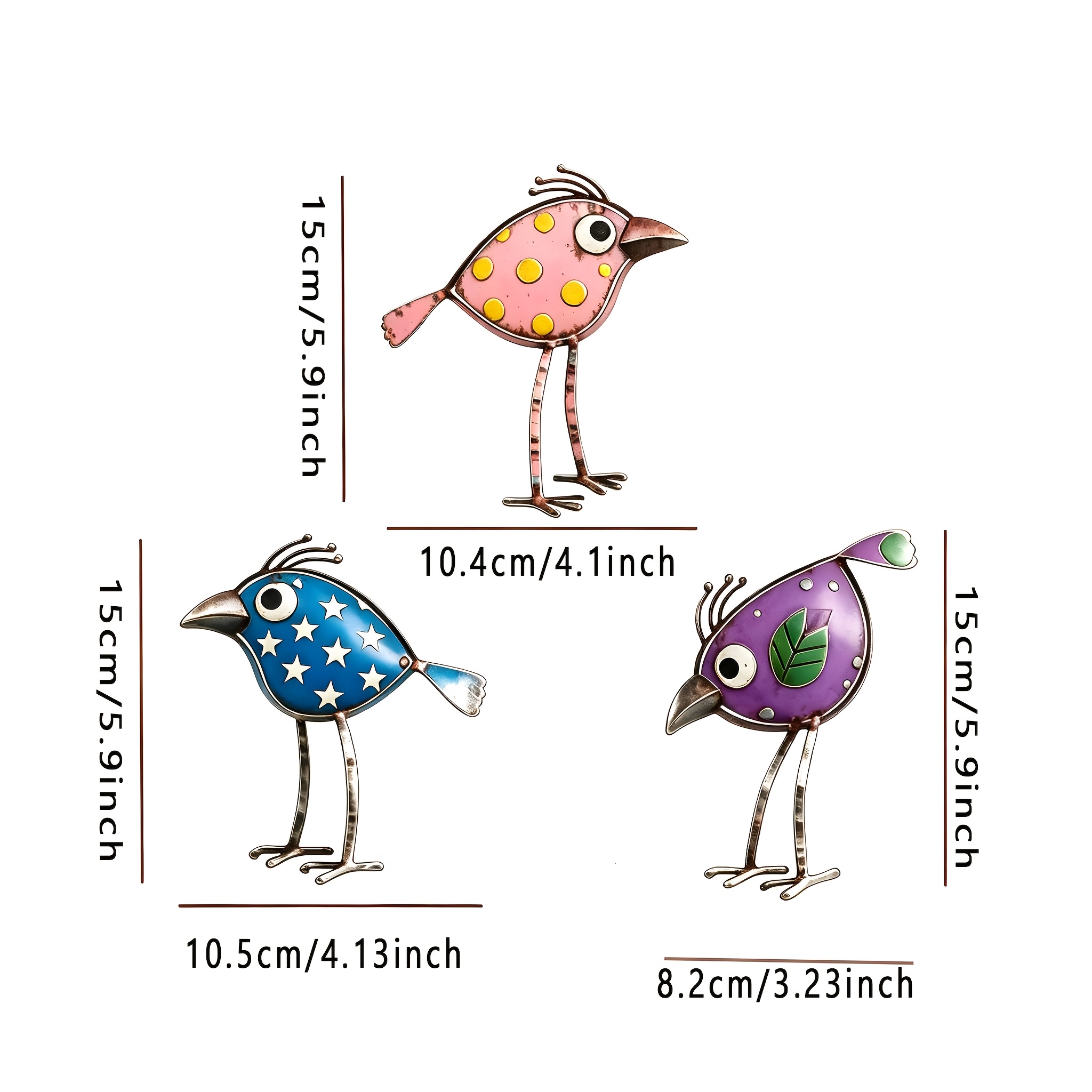 TEMU 2d Flat, [2d Flat] 2d Flat - 3pcs Bohemian Style Cute Acrylic Bird Garden Wall Decor, Perfect For Decorating Walls And Fences, Made Of Durable
