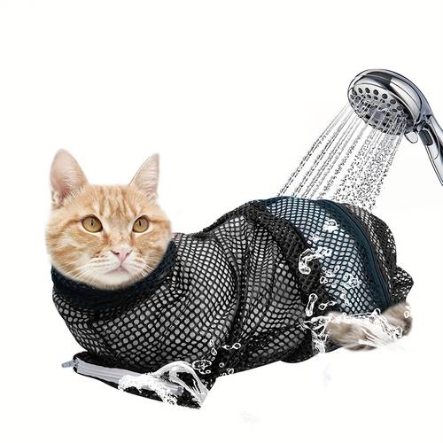 cat bathing bag breathable mesh cat shower bag anti scratch adjustable