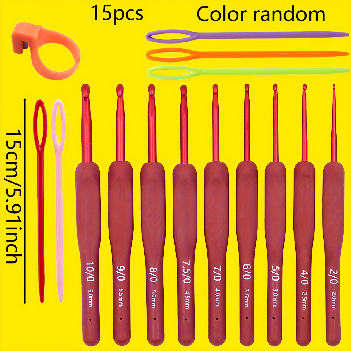 TEMU 15 Pezzi Set di Uncinetto Deluxe con Ganci in Acciaio Inossidabile e Aghi per con , Filati di Lana e Modelli per Bambole//Modelli - Kit Completo