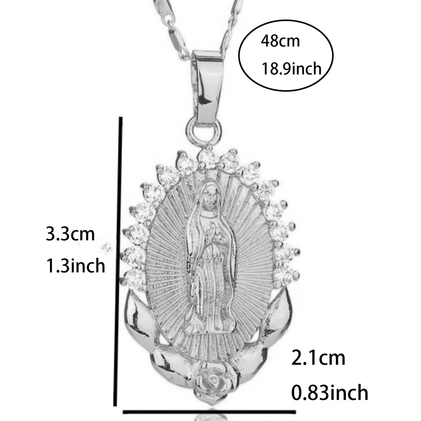 E-shop Unisex Oval Strass Anhänger Halskette im Easy Style, geeignet als Ostergeschenk, religiöses und Siegesgeschenk für die Mutter