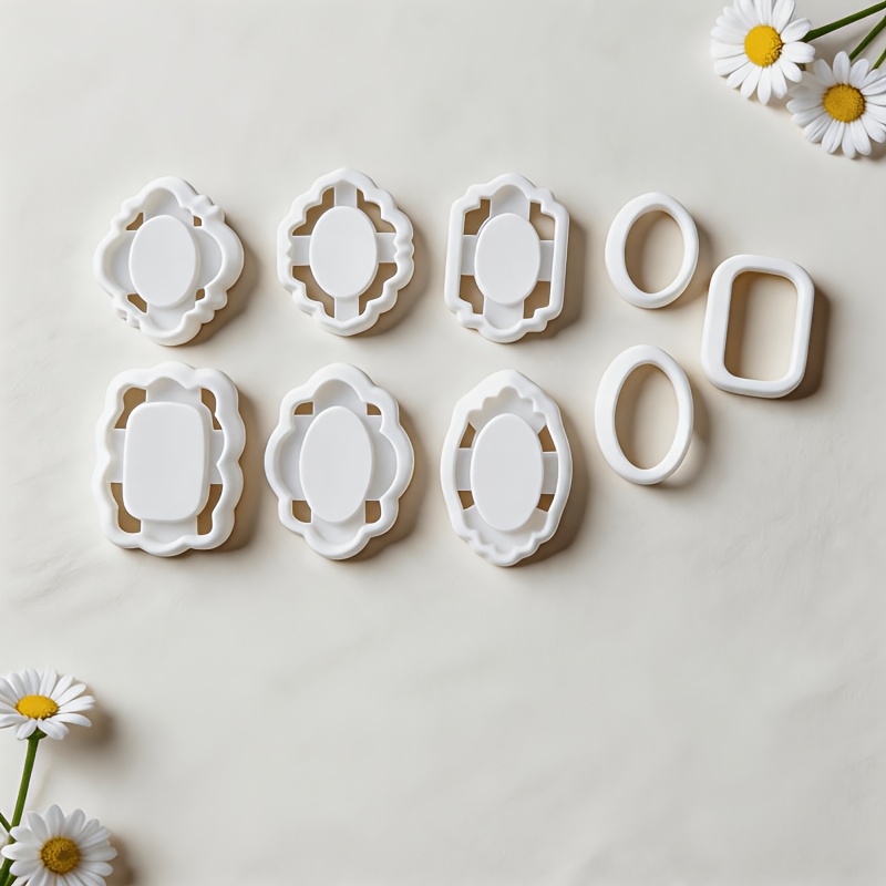 TEMU 9pcs Vintage Frame Shaped Polymer Clay Cutting Tools For Jewelry Making, And Suitable For Polymer Clay, Soft Clay, And Other Materials, Perfect