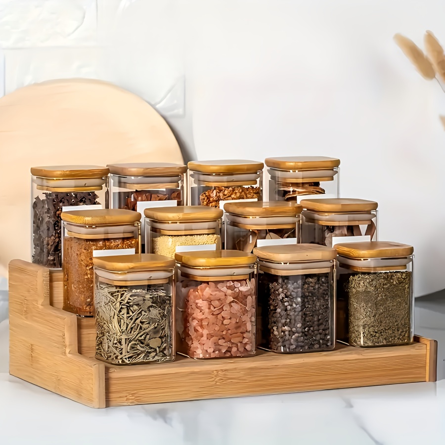12pcs Glass Spice Jar Set, Glass Containers, Sealed Square Jars, Food  Storage Containers, Empty Small Seasoning Jars, Suitable for Spices, Salt,  and