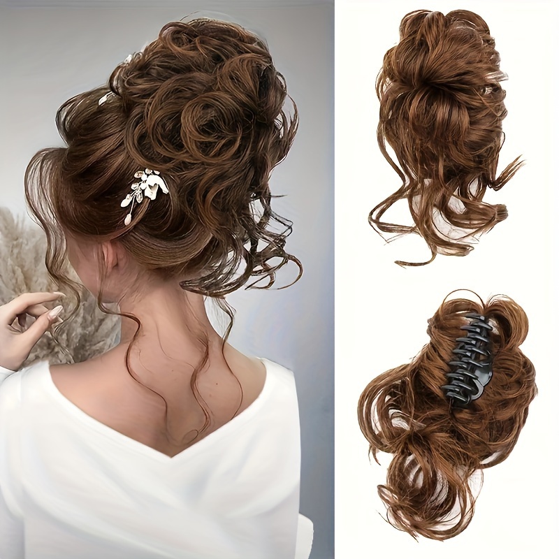 

Synthetic Short Curly Wavy Chignon Messy Bun Ponytails Extension Claw Clip Fluffy Hair Bun Lazy Wind High Temperature Fiber