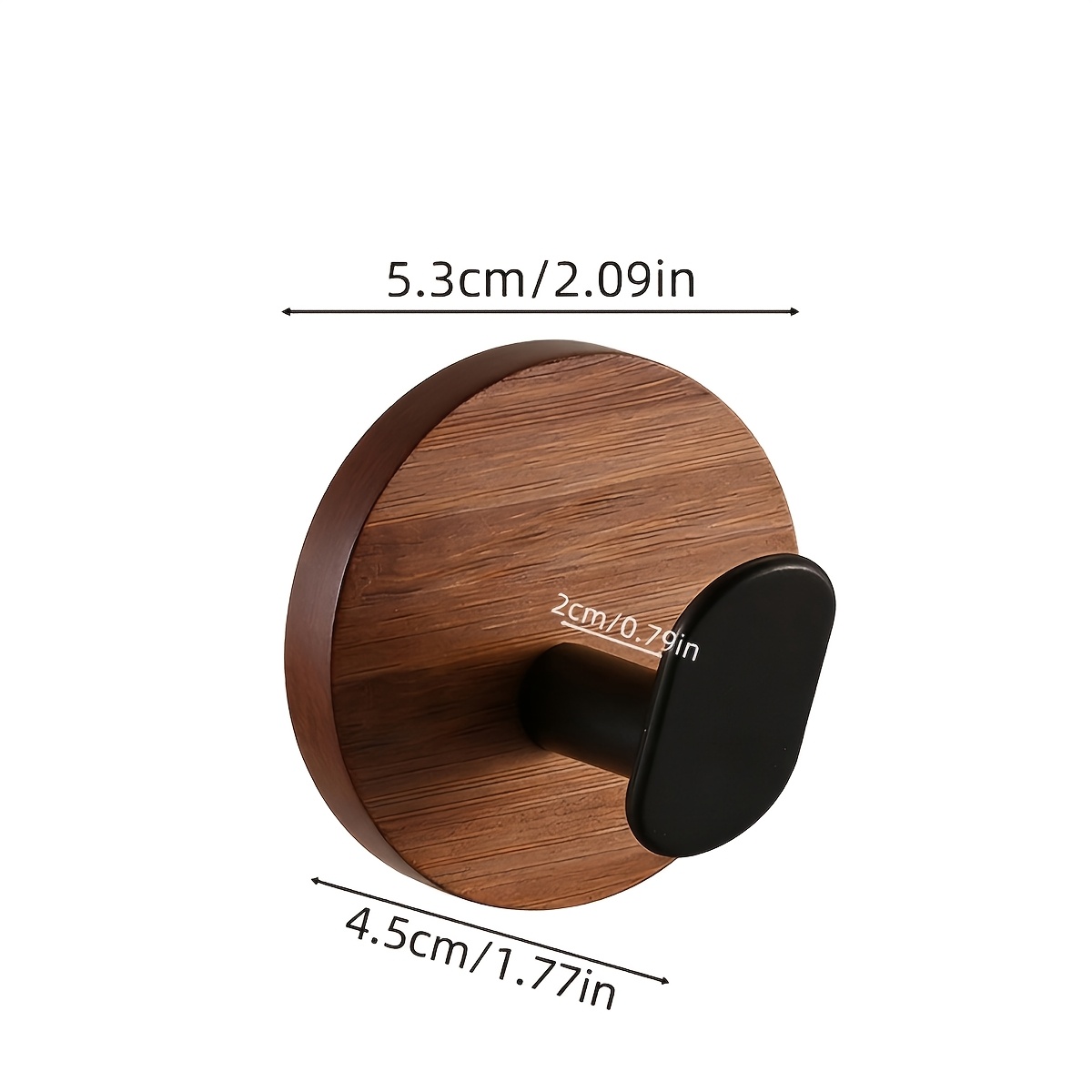 TEMU 1pc Luxury Walnut Wall Mount Hook No-drill Strong Adhesive Stable Smooth Protective Hook Universal For Entryway Clothes Bathroom Towel Kitchen