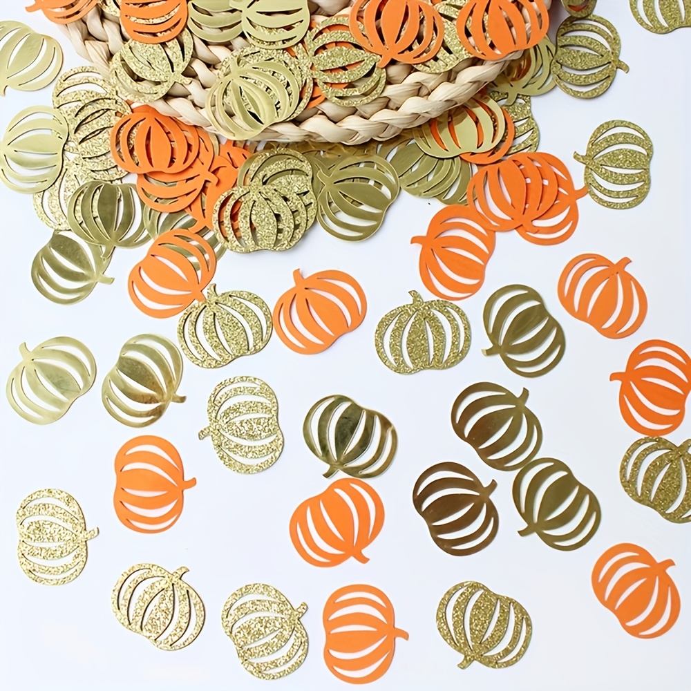 TEMU 116pcs Pumpkin Paper , Autumn Party Table Decoration, Orange Pumpkin-shaped Sprinkles, Suitable For Halloween, Thanksgiving, Birthday, Wedding,