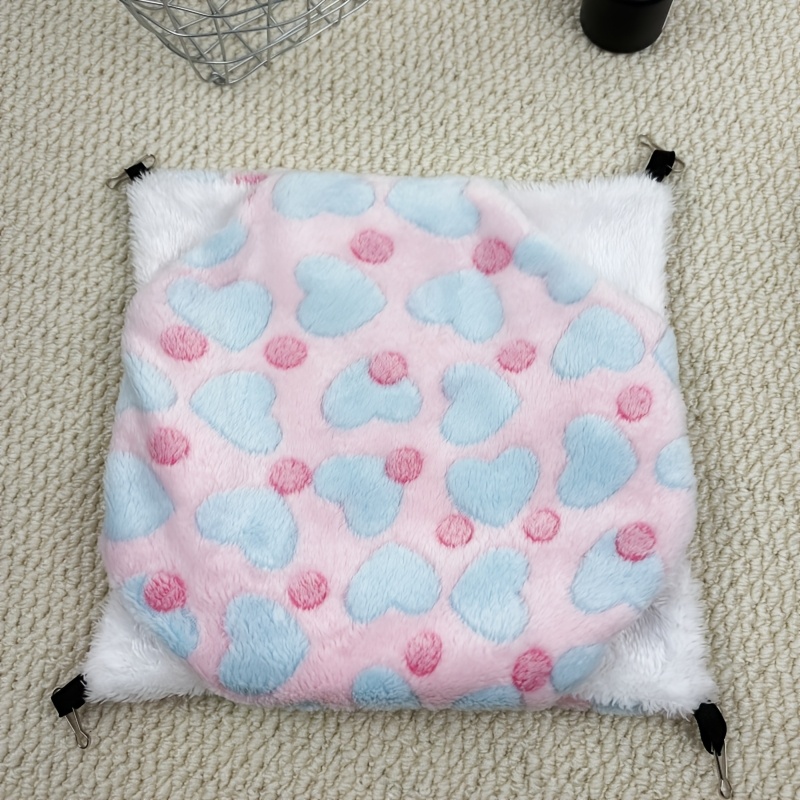 TEMU 1pc Double-layer Soft Flannel Small Animal Bed With Heart Cutouts - Warm Winter Cozy Bed Suitable For Hamsters, Mice, Gerbils, Rabbits -