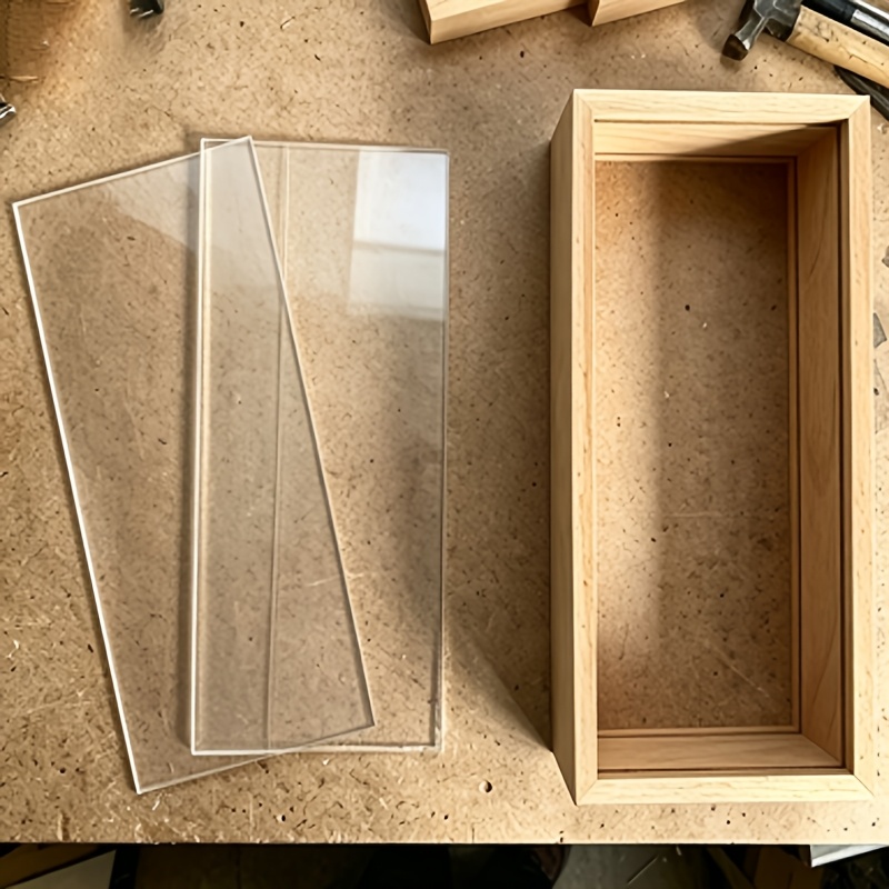 TEMU Ensemble de 3 boîtes à ombres blanches, comprenant 1 cadre en bois 3D et 2 panneaux acryliques, boîte d' d'ombres 3D acrylique double couche,
