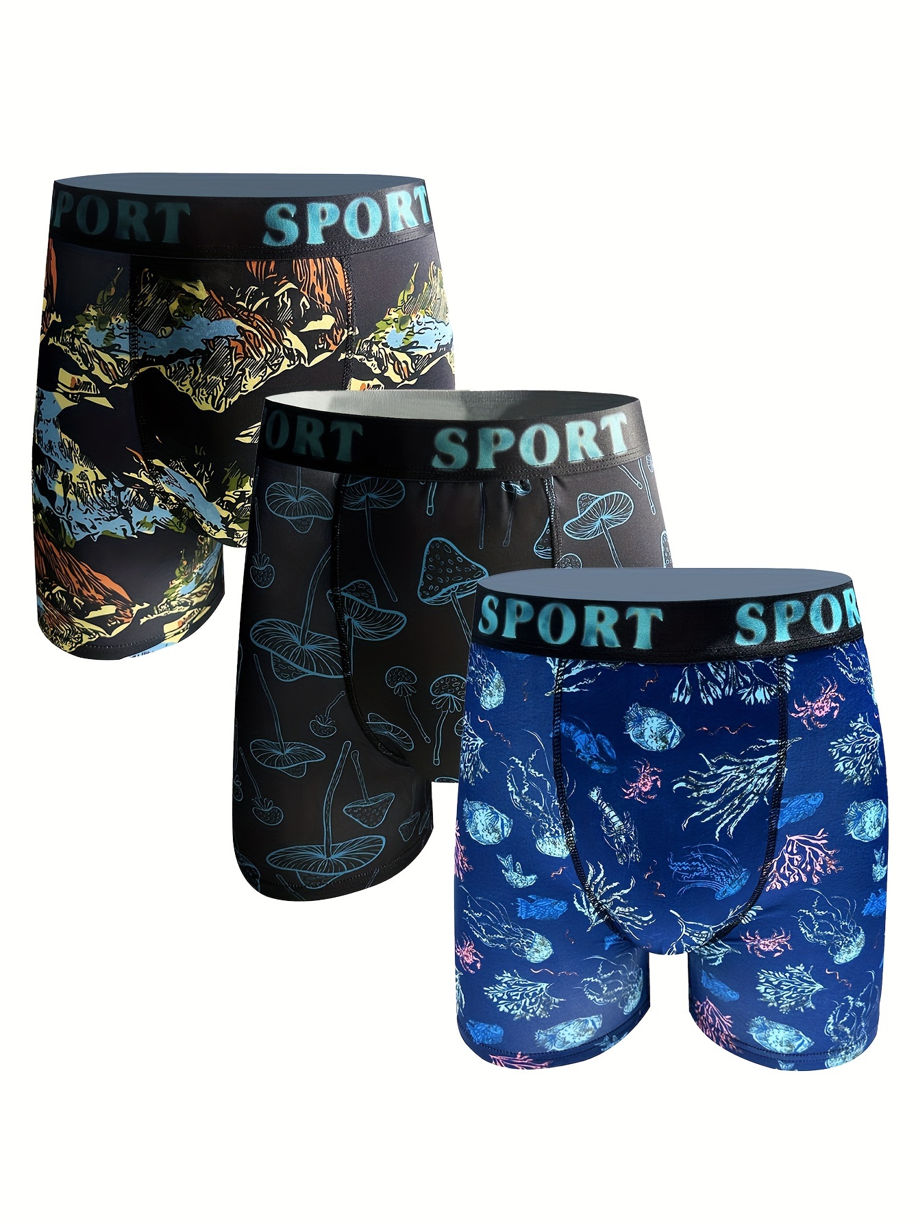 Men's Graphic Print Boxer Briefs Elastic Stretch Novelty - Temu Canada