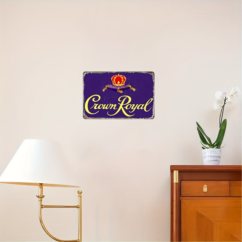 1pc, Vintage Crown Royal Metal Tin Sign, 8x12 Inch, Waterproof Wall Decor for Home, Bar, Garage, Multipurpose with Pre-Drilled Holes