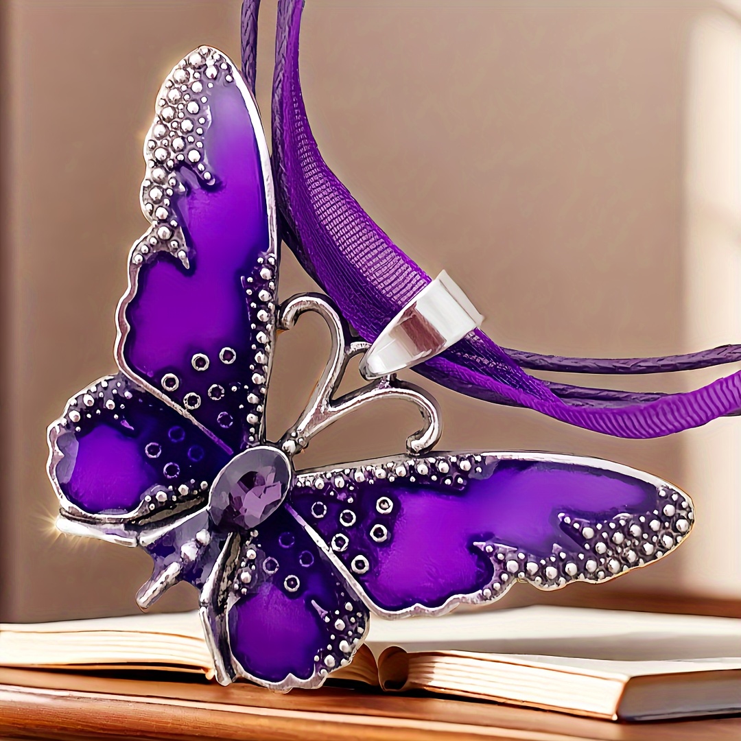 Synthetic Crystal Butterfly Pendant Necklace
