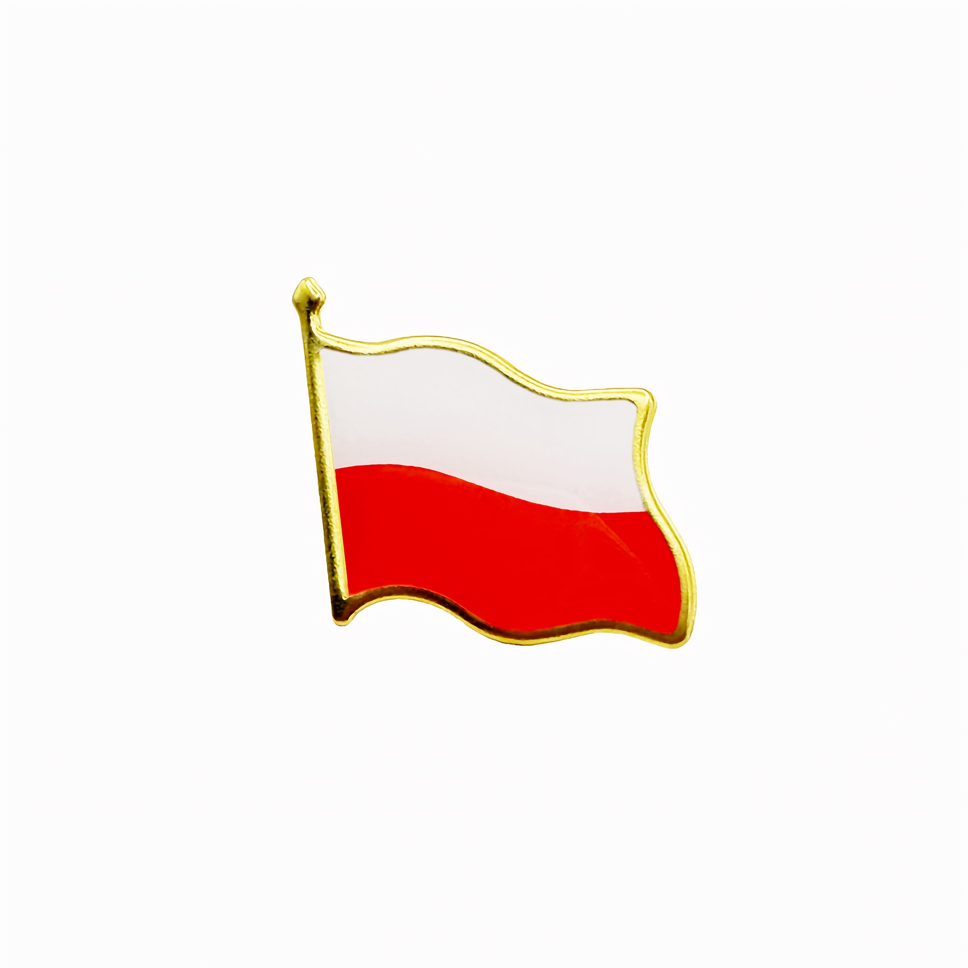 Przypinki z flagą Polski, metalowe, błyszcząca odznaka z powiewającą flagą Polski, pamiątka