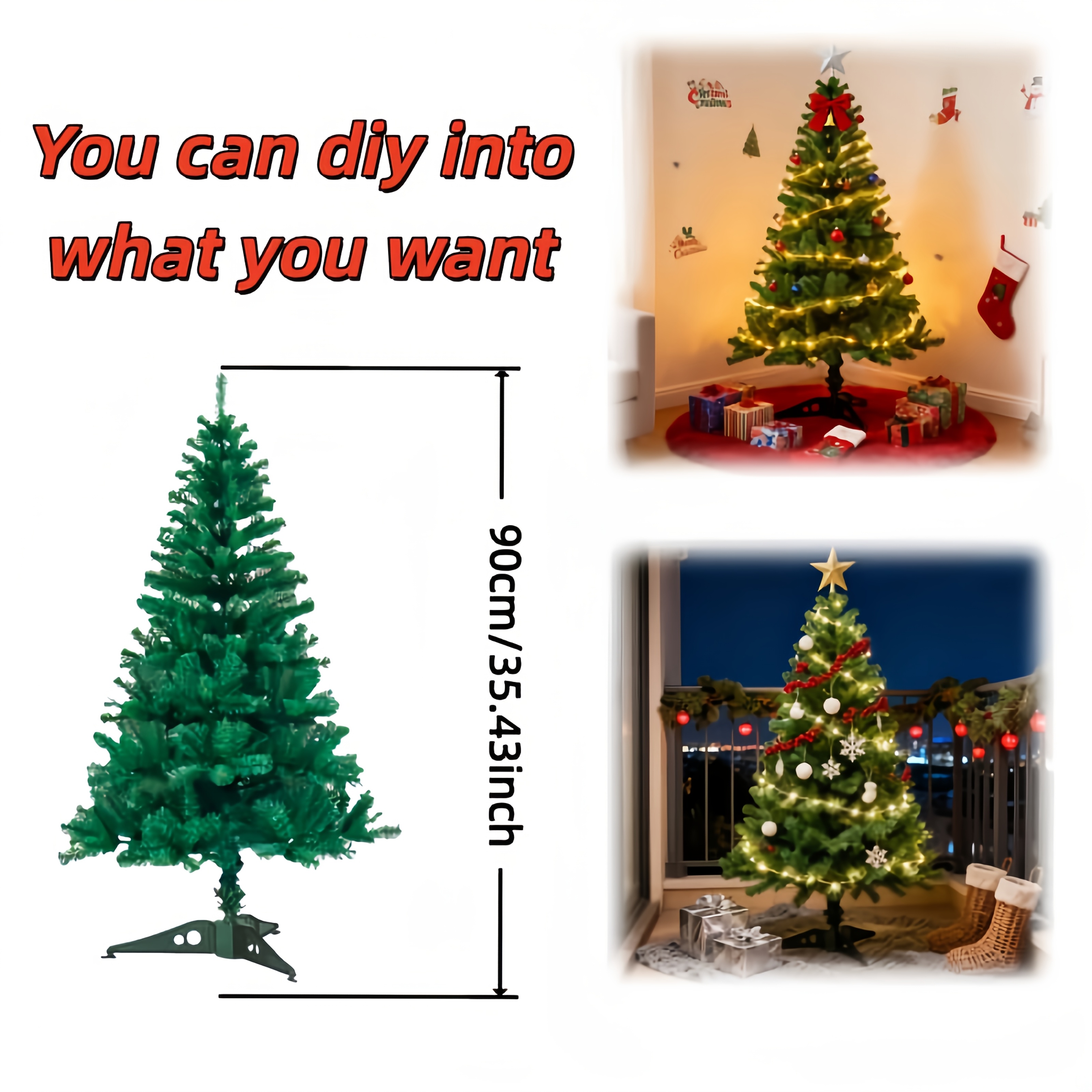 1pc Extra Large Artificial Christmas Tree - Realistic Indoor/Outdoor Decoration with Foliage, Low-Maintenance Plastic Material, No Water Needed, Durable & Perfect For Home, Garden, Or Holiday Decorations (thanksgiving, Halloween, Christmas