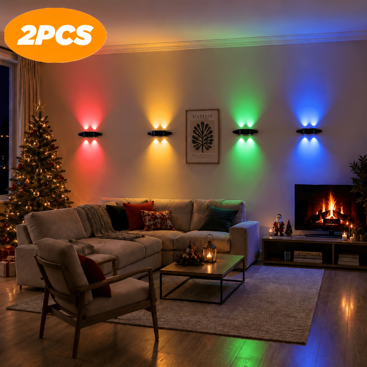 TEMU 2pcs Led Wall Lights, Sensor Automatic Switch, Usb Rechargeable Lithium Battery, Rgb Gradient Ambient Light, Dimmable Indoor Light, Magnetic