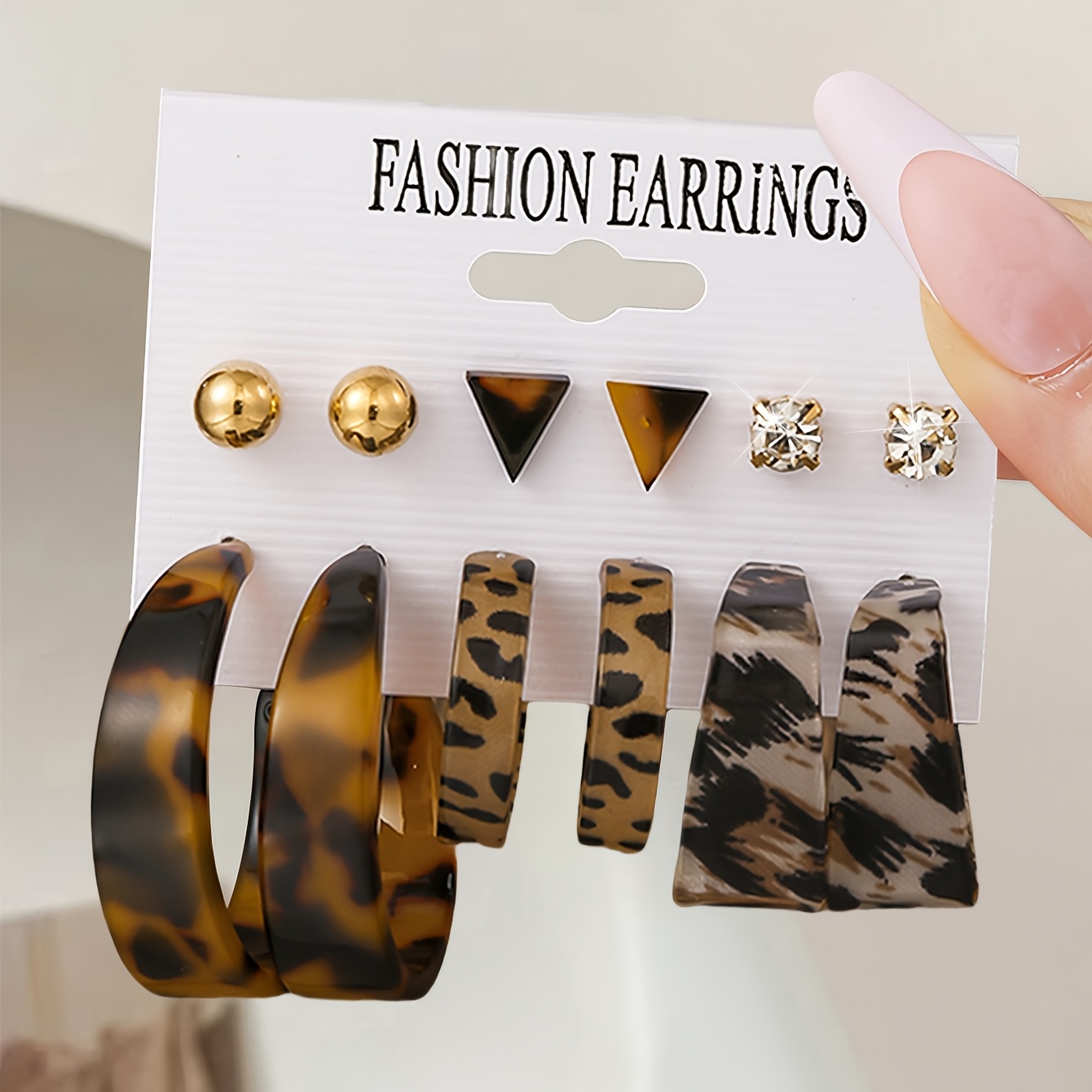 TEMU 12pcs Set Vintage Elegant Leopard Print Earrings, Women's Temperament Gentle Autumn Winter Daily, Dating Jewelry