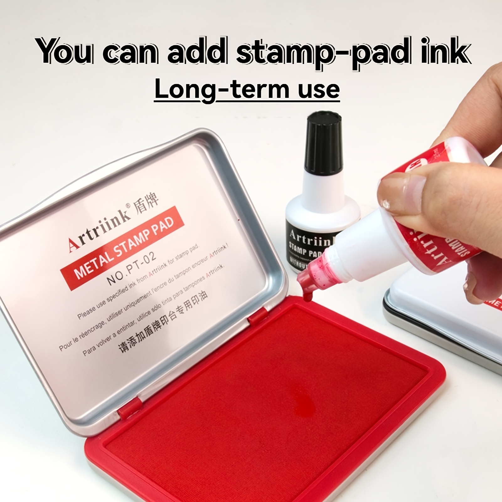 3pcs Set Iron Lid Ink Pad with 2 x 25ml Ink