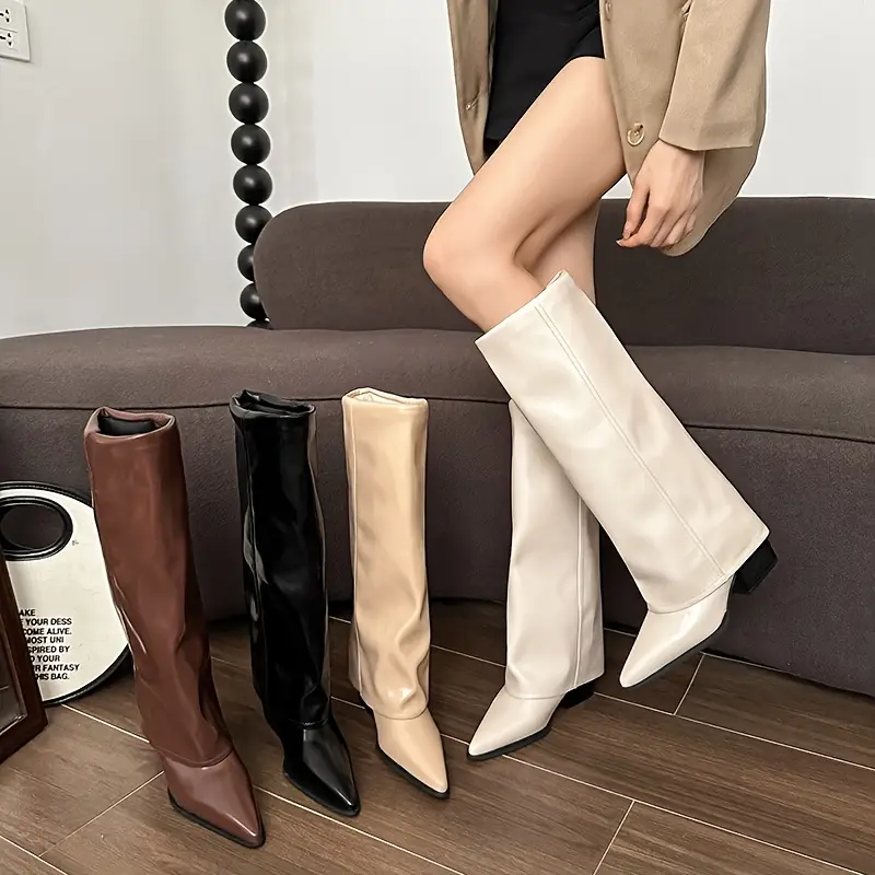 womens solid color knee high boots comfortable fabric lining - Temu Mexico womens solid color knee high boots comfortable fabric lining - Temu Mexico