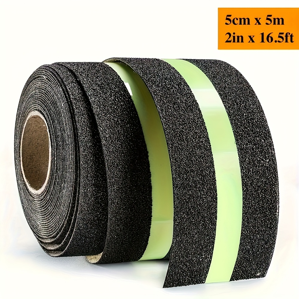 TEMU Heavy-duty -the-dark Anti-slip Tape - Outdoor/ Safety Grip Suitable For Steps, Ramps, Decks - Pet Stair Treads With -dark Strip, 5cmx5m