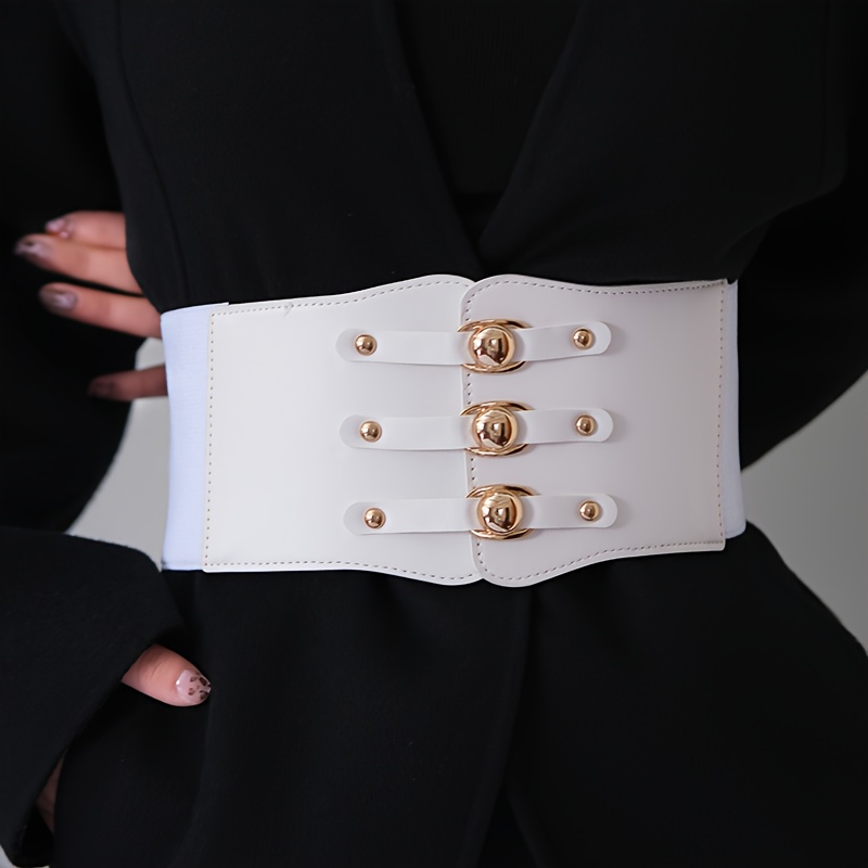 TEMU French Retro Versatile Belt Women's Wide Decorative Fashion Match Dress Blouse Coat Elastic Waistband Waist Cincher