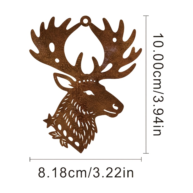 TEMU 1pc Rusty Head Hanging Ornament, Cutout Moose Pendant, Christmas Tree Ornament, Christmas Gift, Indoor Home Decor, Outdoor Garden Branch Hanging