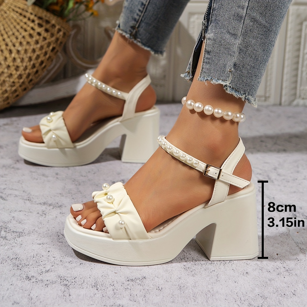 chic white platform wedge sandals women sexy toe design Temu Ireland