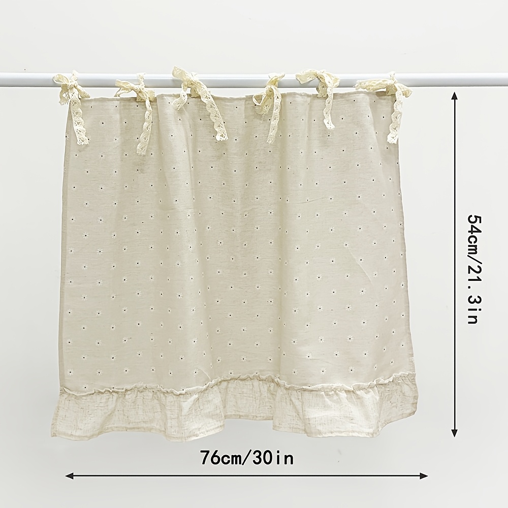 TEMU Rideau de four de style rustique avec attaches + bordure à volants, rideau décoratif de cuisine, rideau d'intimité