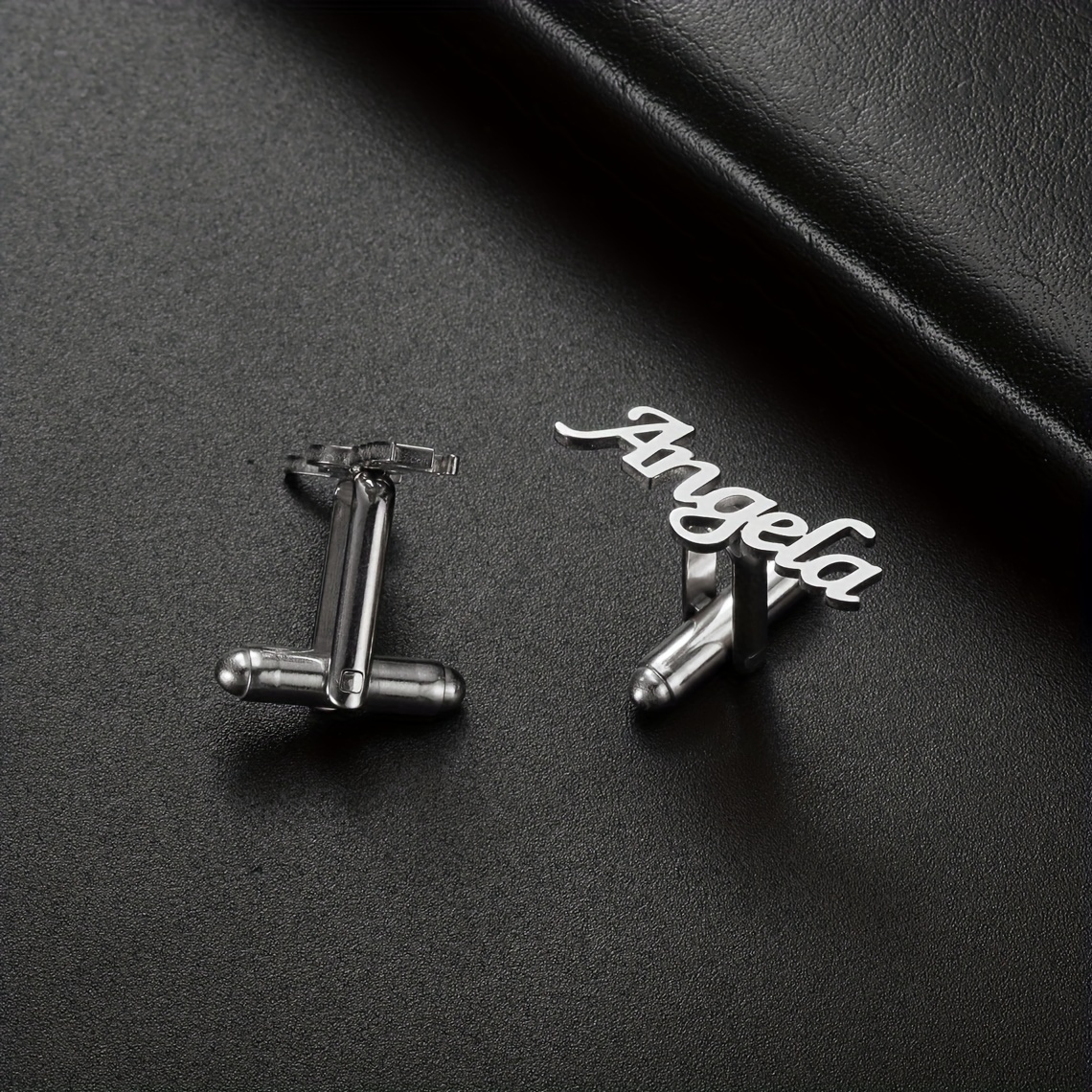 TEMU Customized Pair Of Name Cufflinks, Stainless Steel Simple And Elegant Name Cufflinks, Men's Shirt Cufflinks, Men's Fashionable And Elegant