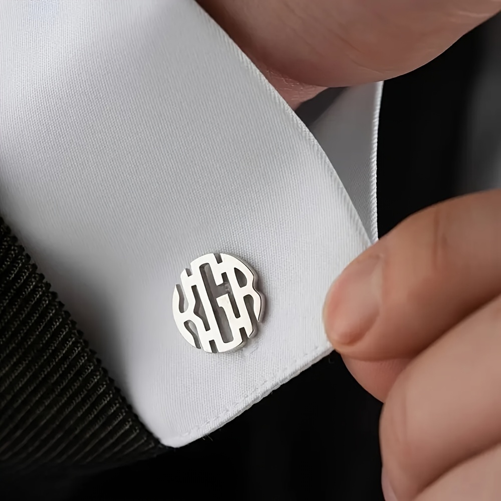 TEMU ["Personalizzato"] Evidenziatori in acciaio inossidabile a 3 lettere personalizzati, abito da abbinamento camicia business regalo per padre, ,