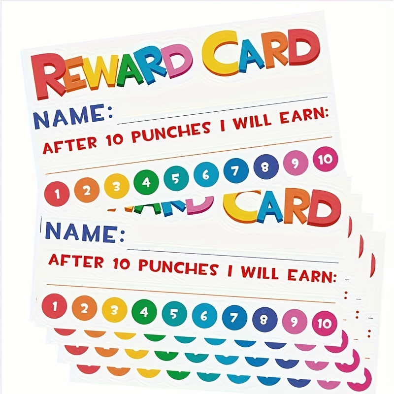 

50-pack Paper Reward Punch Cards For Kids - 5x9cm Motivational Incentive Loyalty Cards For Classroom, Teacher Supplies, Behavior Management