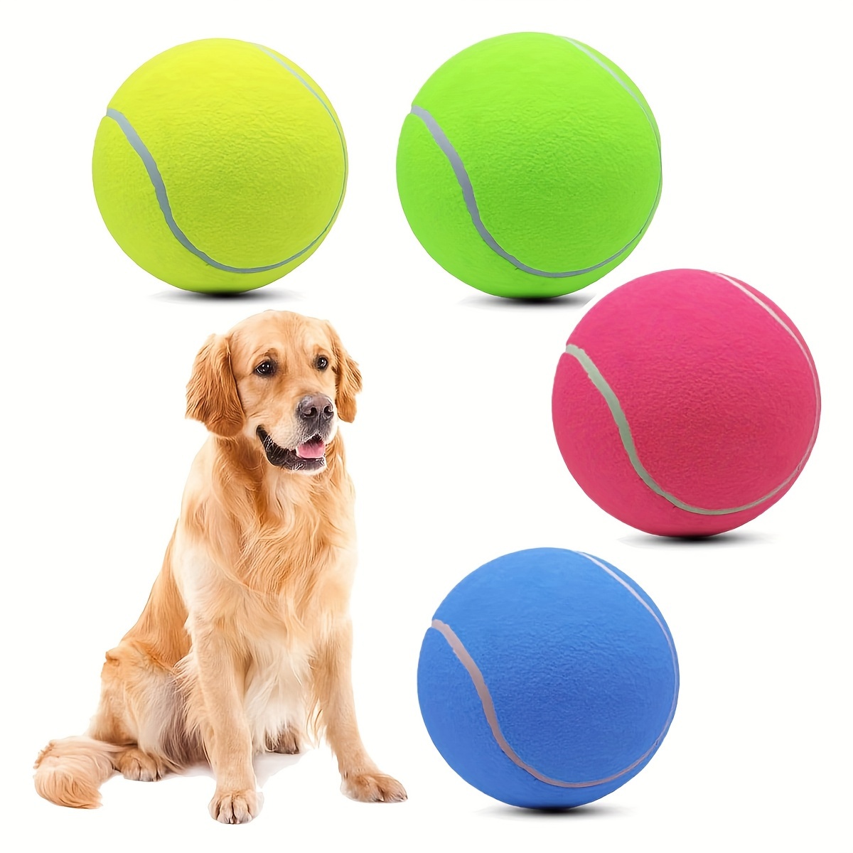 

4 Pack 9.5" Oversize Giant Tennis Ball Dog Tennis Ball Large Pet Chew Toy For Outdoor/indoor Sports Dog Ball Gift With Needle