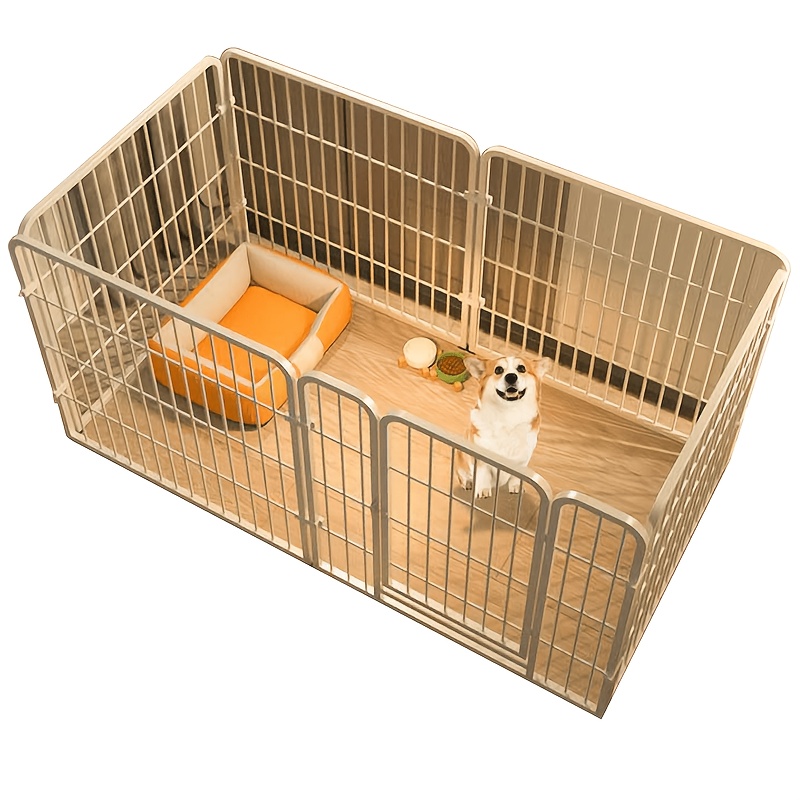 TEMU Puppy Run Puppy Playpen, 6 Panels Indoor Doggy Fence Exercise Pen Portable Puppy Kennel Heavy Duty Metal Enclosure Outdoor Crate Cage For Small