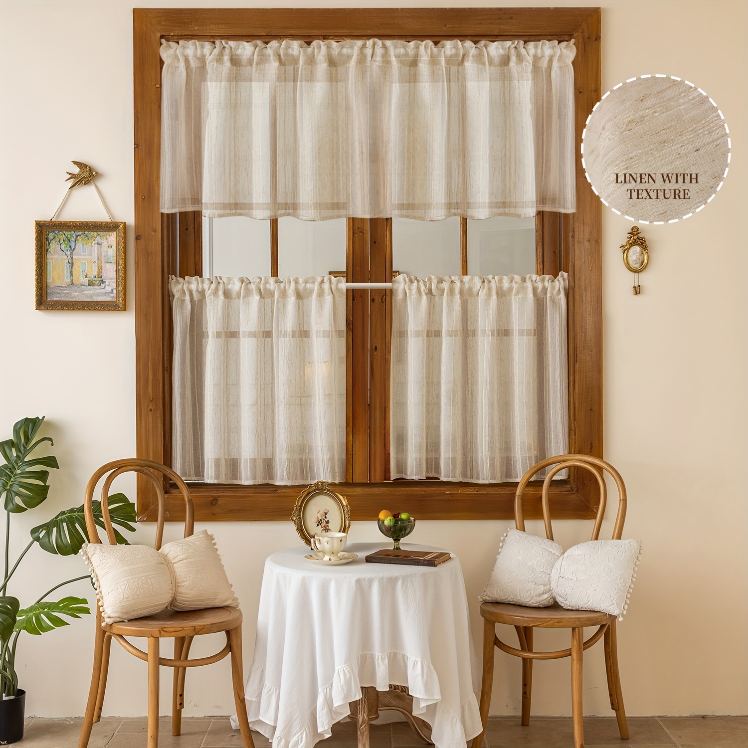 

Curtains - 1 Valance And 2 Curtains - Suitable For , , And - Decor, To Install, For Decoration