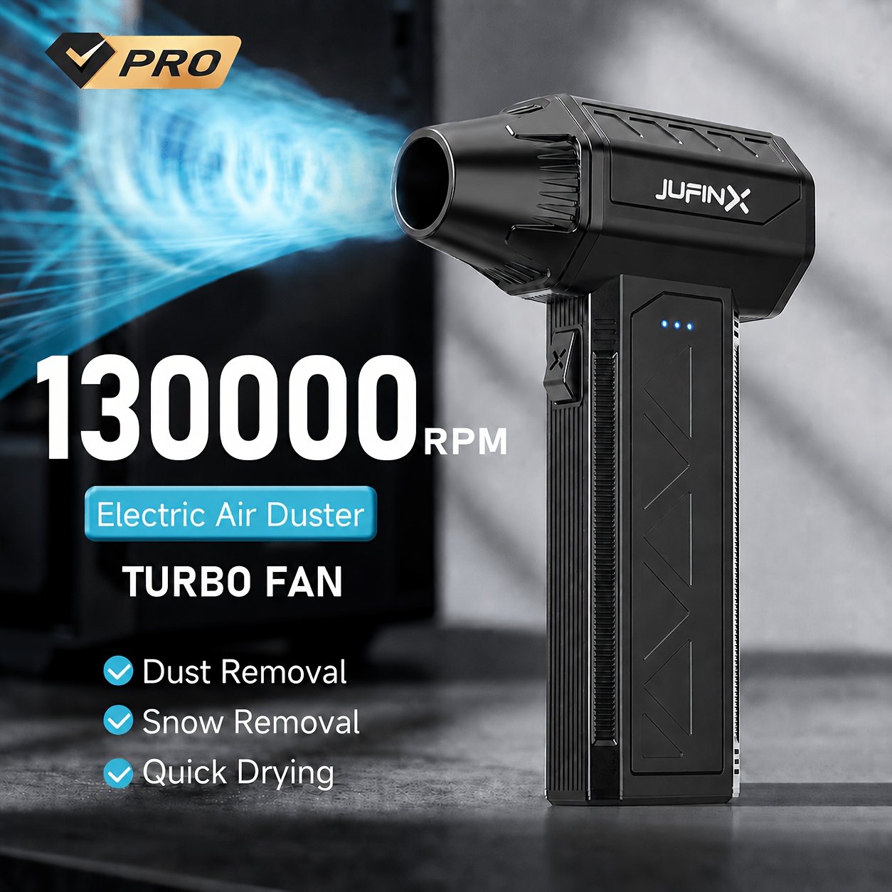 TEMU 130000/rpm Powerful Turbo Fan | Portable Handheld Dust Blower With Usb, Adjustable Airflow & Easy Button Control For Computer/keyboard Cleaning,