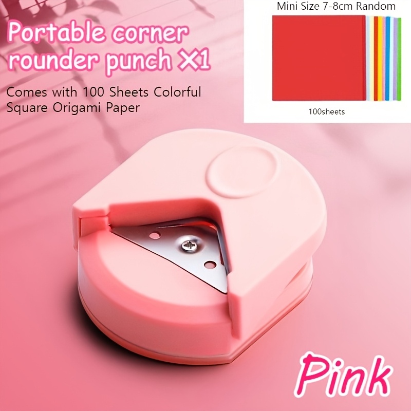 TEMU 2pcs Set: Cutter + 100pcs Colored Paper, Portable Round-corner Hole Punch And Circle Cutter Button Maker For Cards, Photos—handicraft, Office,
