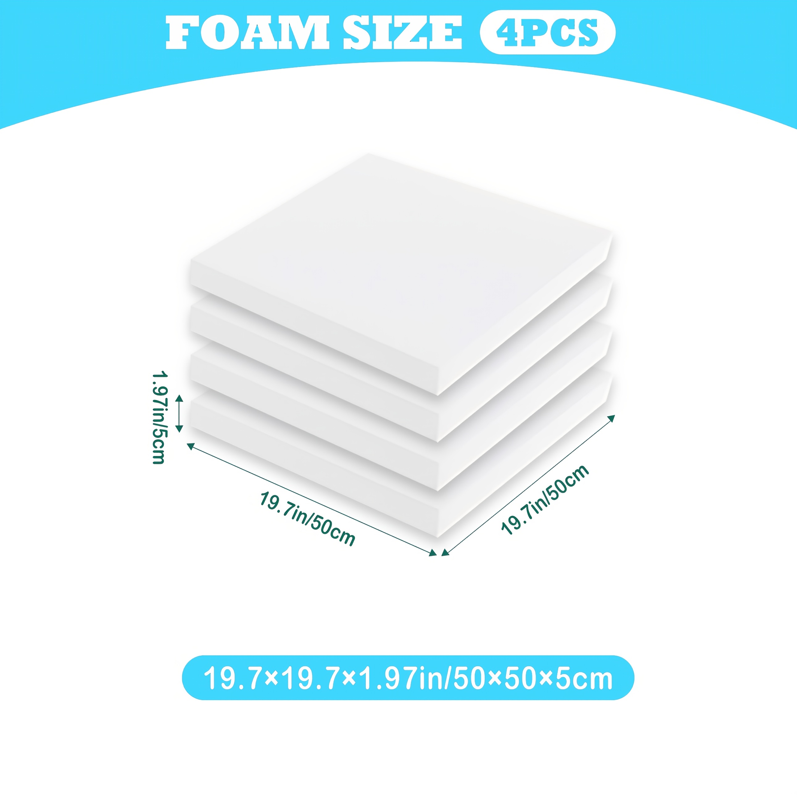 TEMU 4pcs Agrair White High- Foam Sofa Replacement Suitable For Sagging Chair Repair, Cuttable Acetate Fiber Padding With Elastic Suitable For For,
