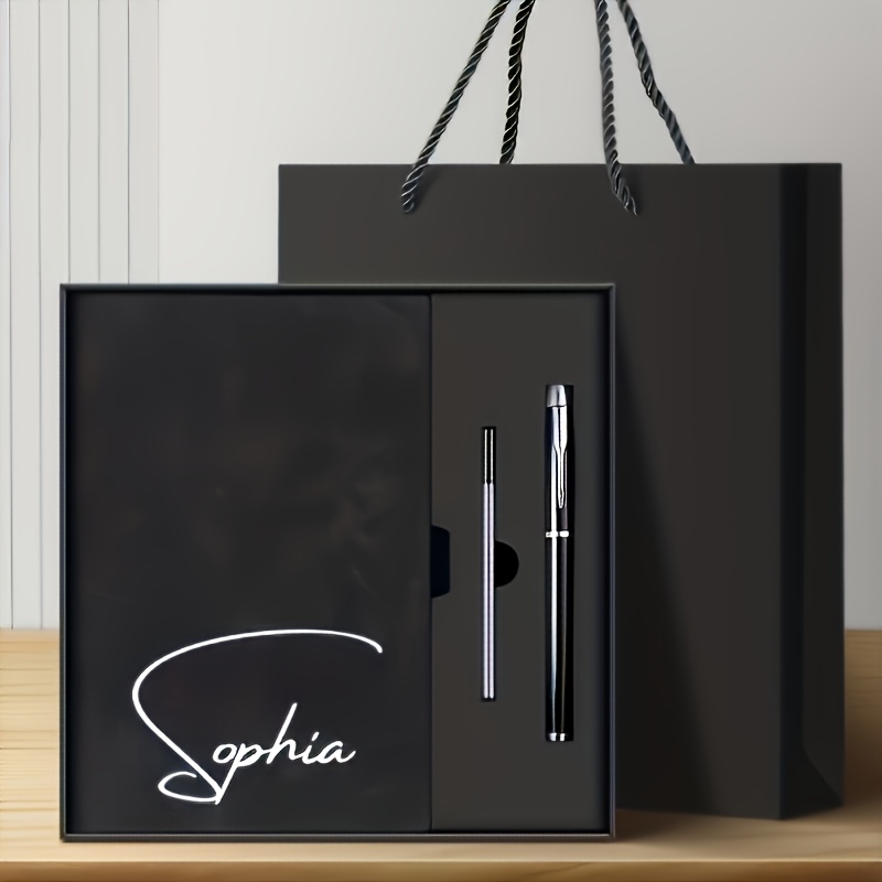 TEMU Personalized A5 Notebook With Matching Pen - Customizable With Name/initial, Suitable For Office, Study, And Gifting - Vintage Faux Leather