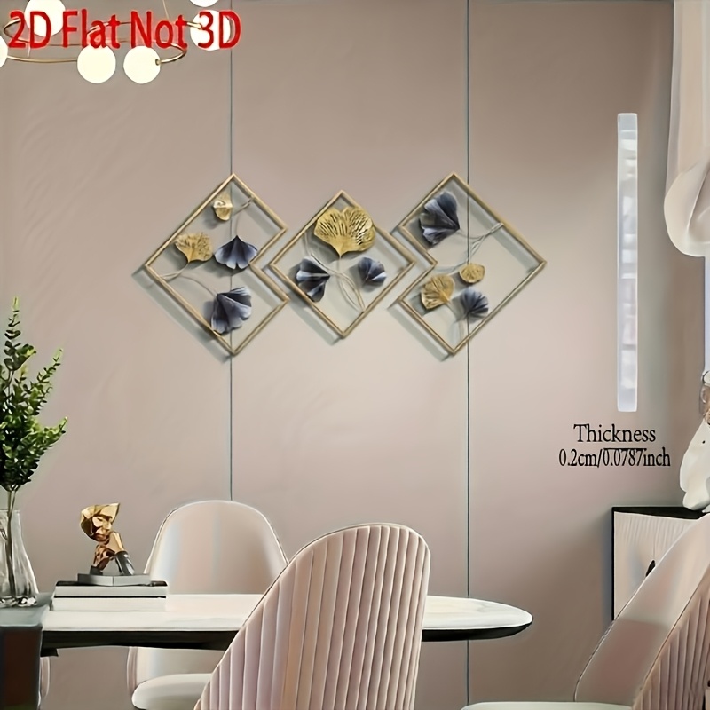 TEMU Décoration Murale Ginkgo Acrilique Plate 2D - Ensemble de 3 Pièces d'Art Décoratif Européen Facile en Acrilique, Convient pour , , ou - Cadeau