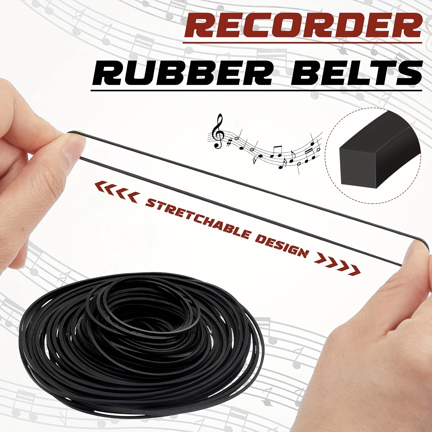 100pcs Recorder Rubber Belts 40-135mm Tape Machine Repair Maintenance Mix Belts For Dvd Cd Ld Vcr Repeater Drives(1mm Width)