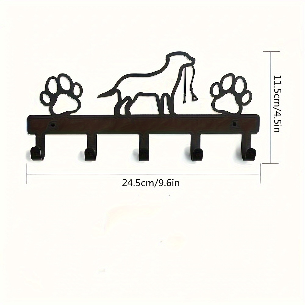 TEMU 5-hook Rust-resistant Leash Organizer With - Wall-mounted Pet Accessories Rack For Collars, Leashes, And More, Pet Accessories