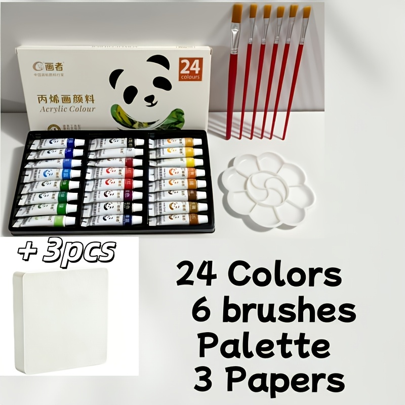 24-Color Acrylic Paint Set with Brushes & Palette