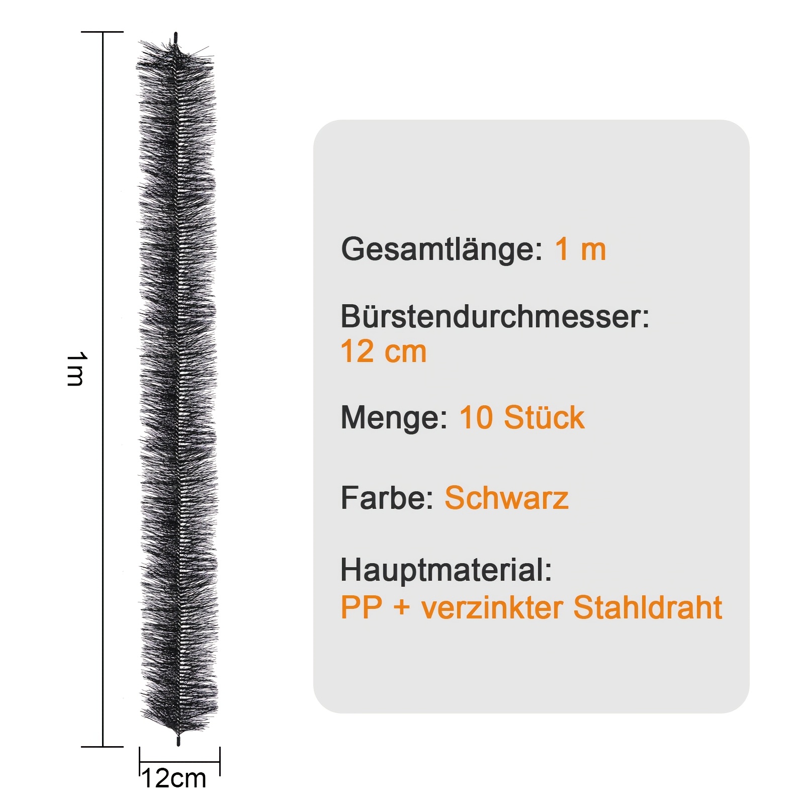 Gutter Brush, 1m Length 10cm/12cm/15cm Diameter Gutter Cleaning Tools, Ground-level Gutter Brush Leaf Guard, Easily Clear Roof Leaves And , 10-pack