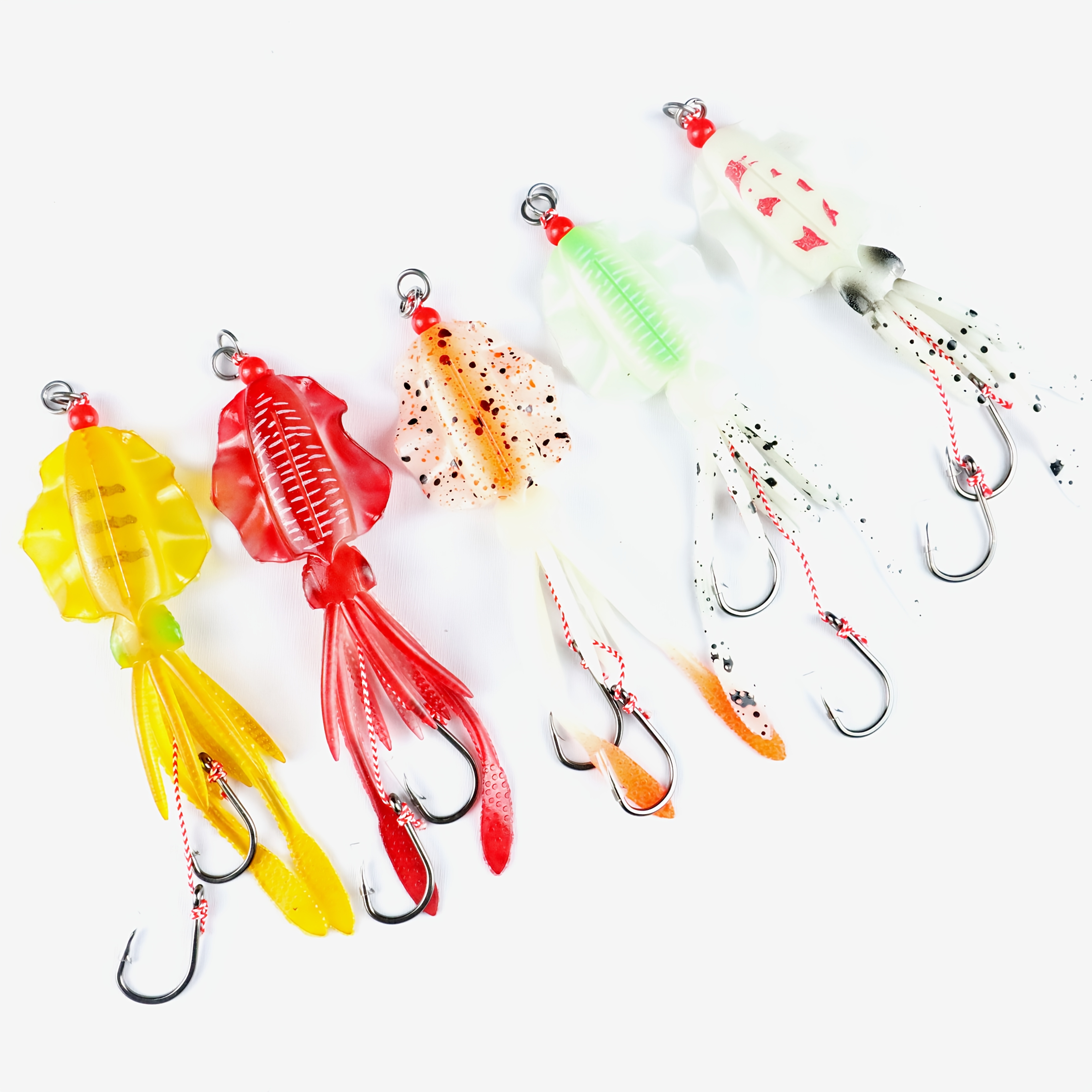 bioluminous fishing lure hand assembled bioluminescent octopus soft lures double