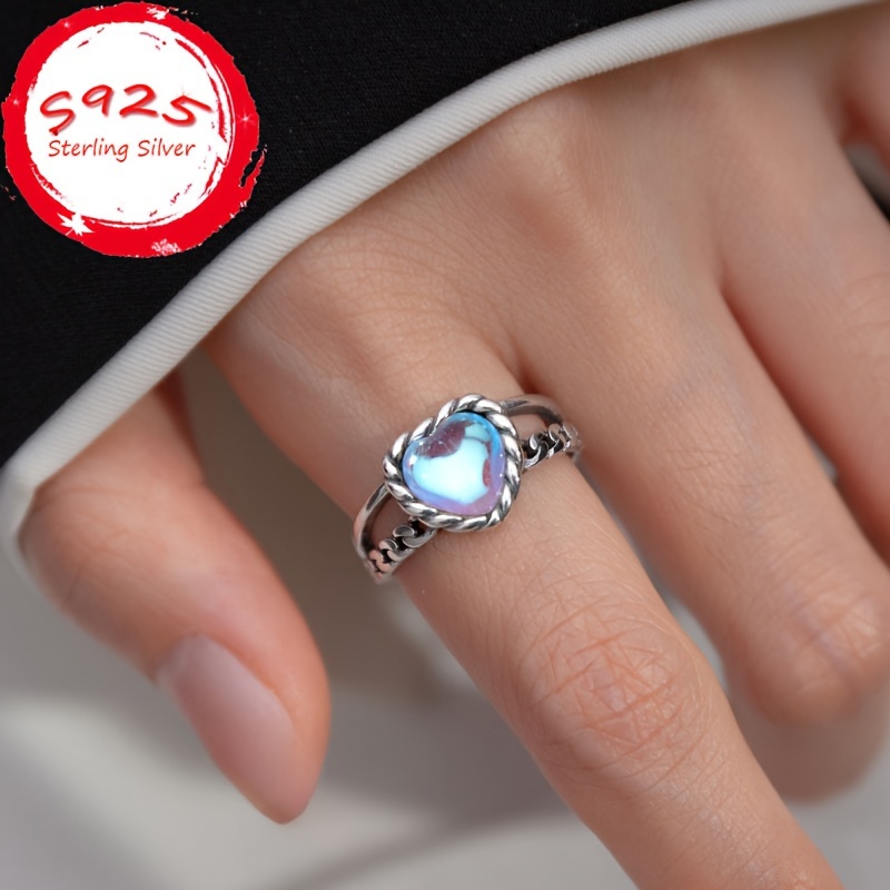 

Sterling Silver S925 Bohemian Style Woven Heart Adjustable Ring, Dual Layer Design, Fashionable Elegant Personality, Simple Vacation Gift, Approx. 3.8g