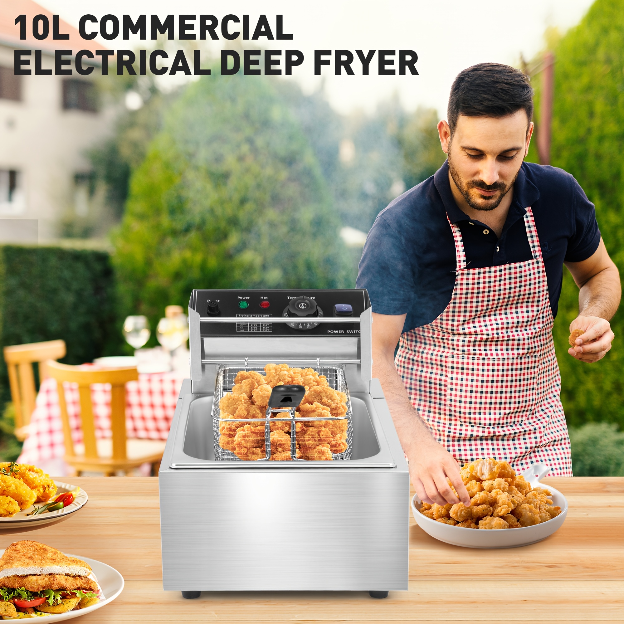 

Rengue Electric Deep Fryer, 10qt Professional Countertop Fryer With Basket And Lid, With Temperature Control, 110v, 1800w.a Great Gift For New Year's Day And A Perfect Gift For Valentine's Day!