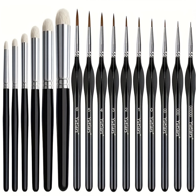 

Yutiars Premium Goat Hair Drybrush et Stippling Brush Set : Poils denses, semi-rigides et souples pour les détails fins dans la peinture artistique