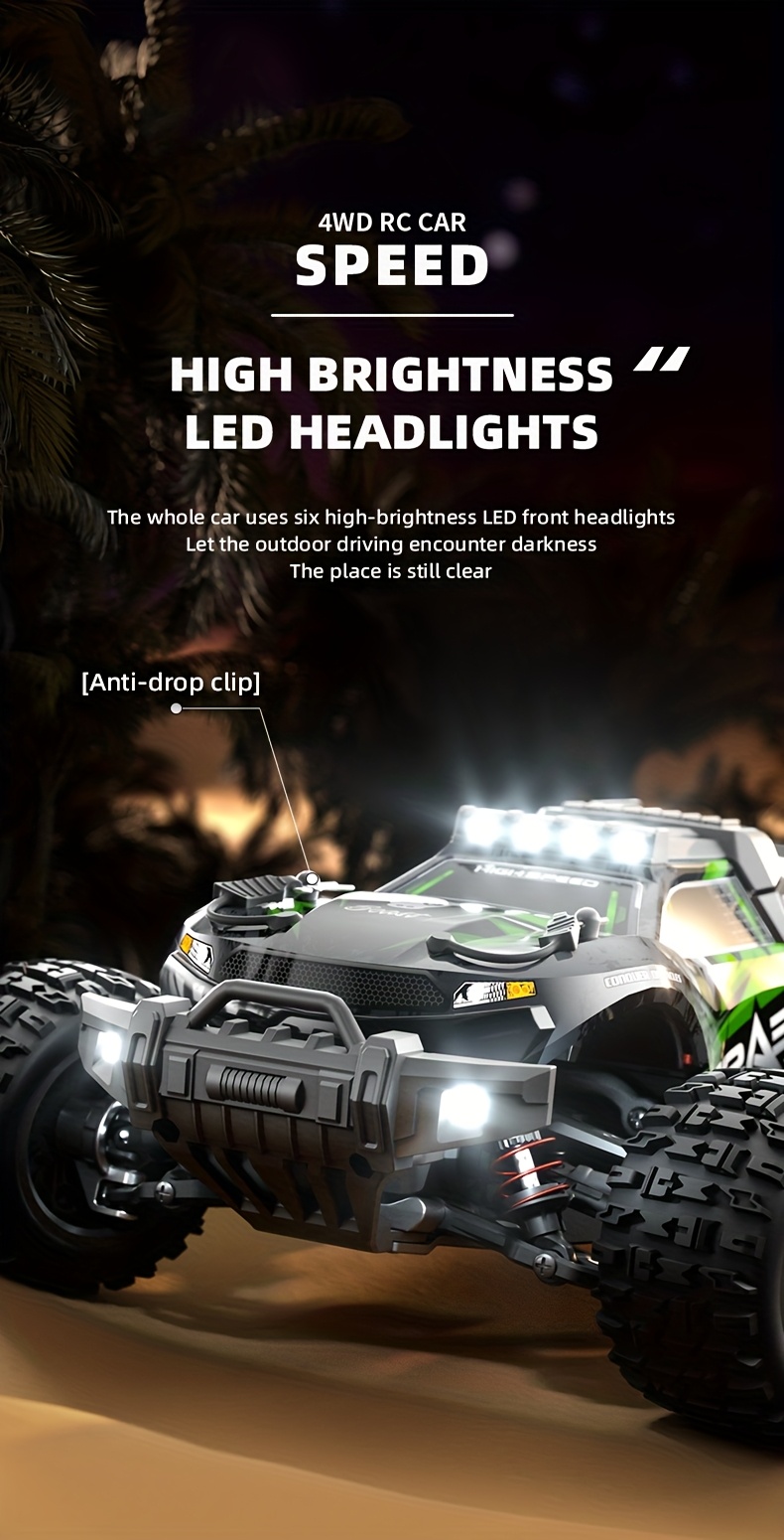 1:18 RC Off-Road Beast Truck - 37+ MPH Brushless Power, Rugged 4WD, Metal Chassis, Programmable LED Lights | High-Speed Remote Control Car for Teens, Adults, Hobby Racers